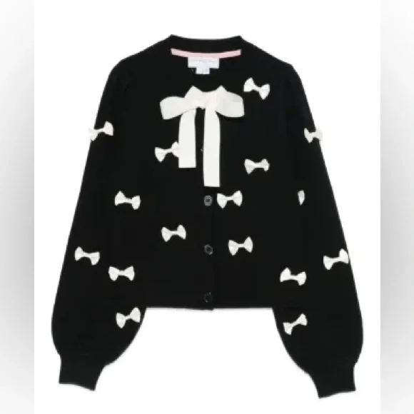 NWT Never Fully Dressed Bow Sophie Cardigan In Black - Picture 7 of 7